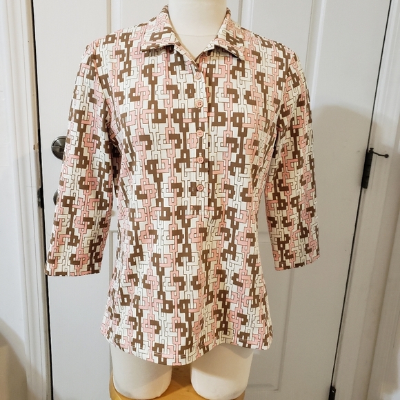 J. Mc Geometric Patterned Blouse - Picture 1 of 8